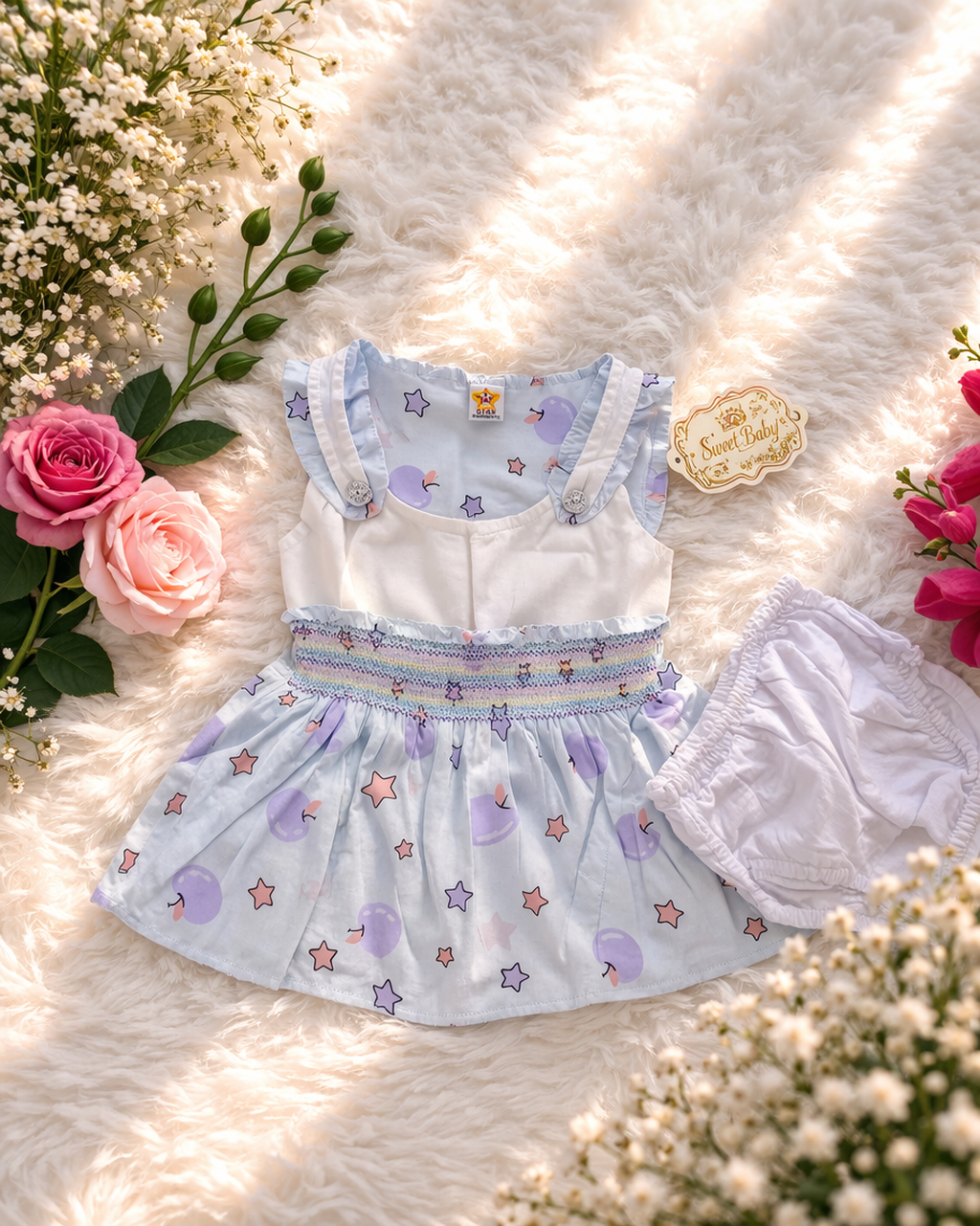 👶 Cute Baby Cotton Dress Set (0–1 years) 💖 Soft & Comfortable