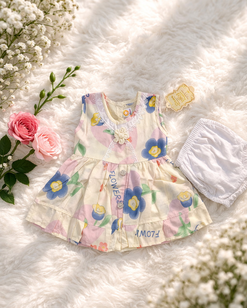 👶 Cute Baby Cotton Dress Set (0–1 years) 💖 Soft & Comfortable