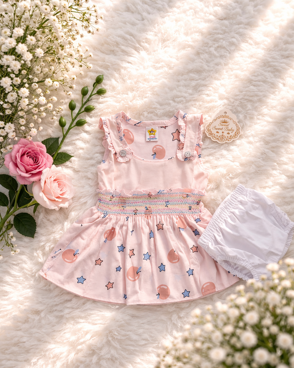 👶 Cute Baby Cotton Dress Set (0–1 years) 💖 Soft & Comfortable