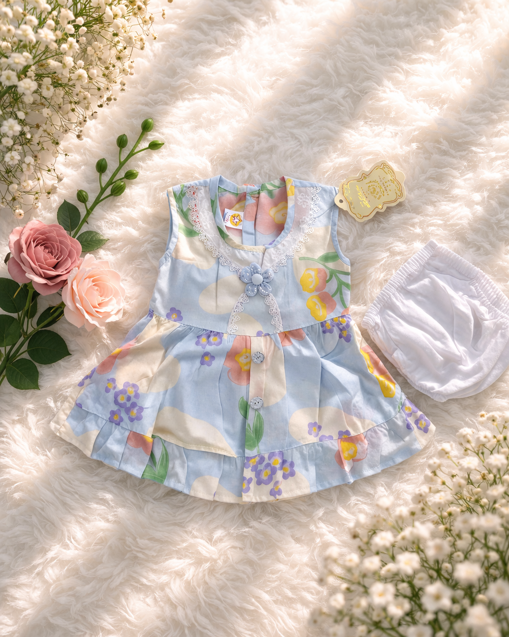 👶 Cute Baby Cotton Dress Set (0–1 years) 💖 Soft & Comfortable
