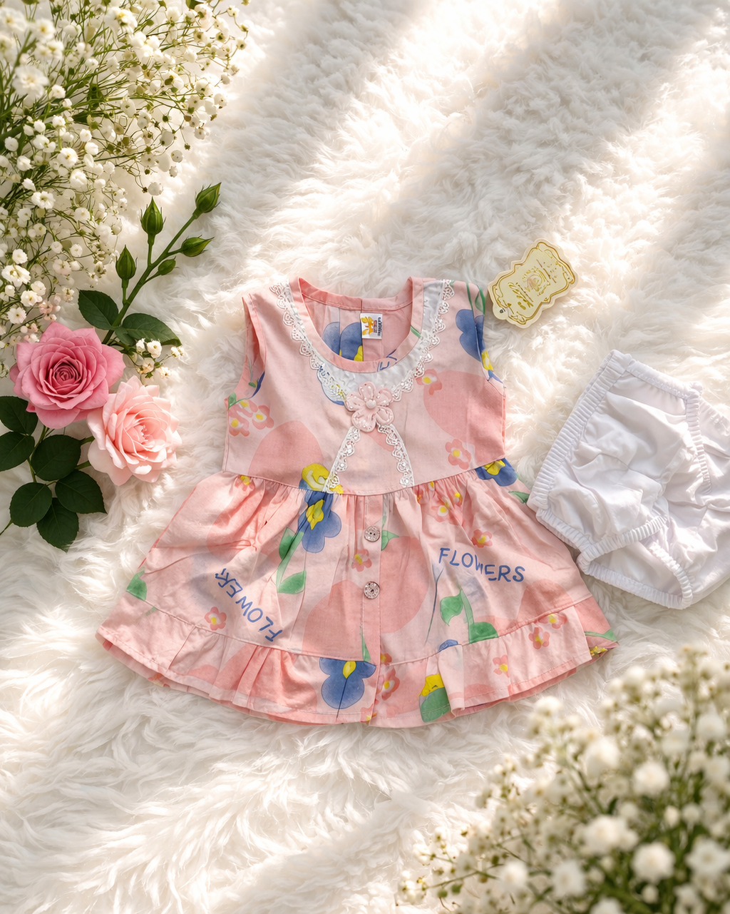 👶 Cute Baby Cotton Dress Set (0–1 years) 💖 Soft & Comfortable