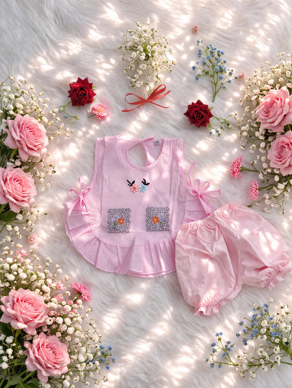 👶 Cute Baby Cotton Dress Set (0–4 Months) 💖 Soft & Comfortable