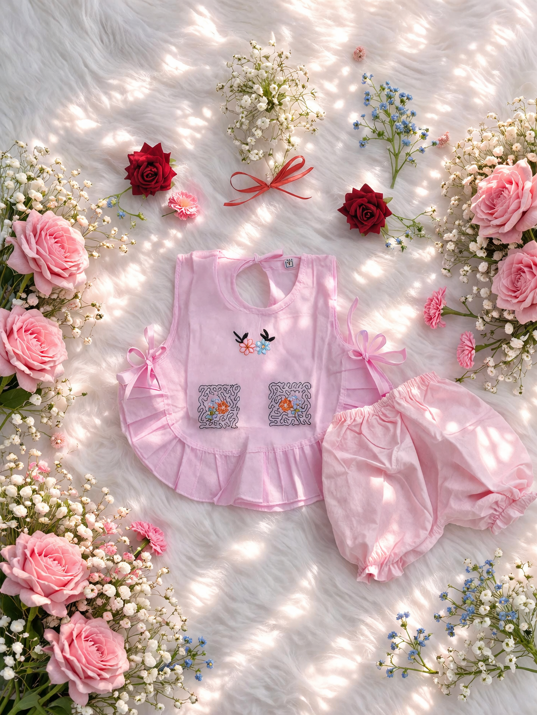 👶 Cute Baby Cotton Dress Set (0–4 Months) 💖 Soft & Comfortable